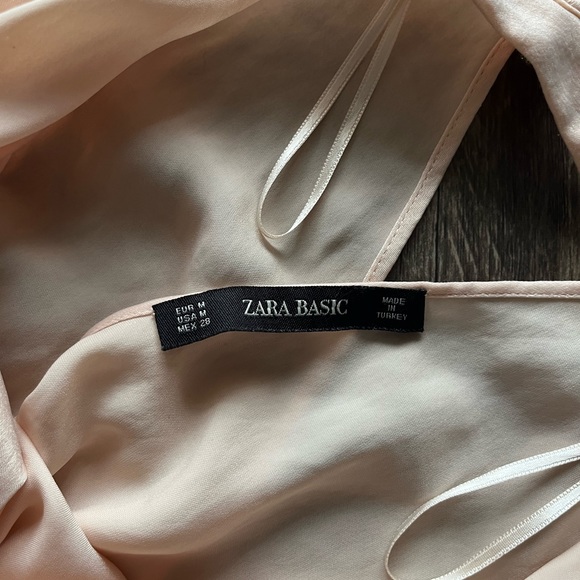 Zara Light Pink Satin Blouse Sz M - Picture 3 of 3